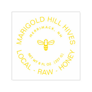 Carimbo Auto Entintado RÓTULO DA MEL DE ABELHA Dourada PARA PAPEL ESCURO