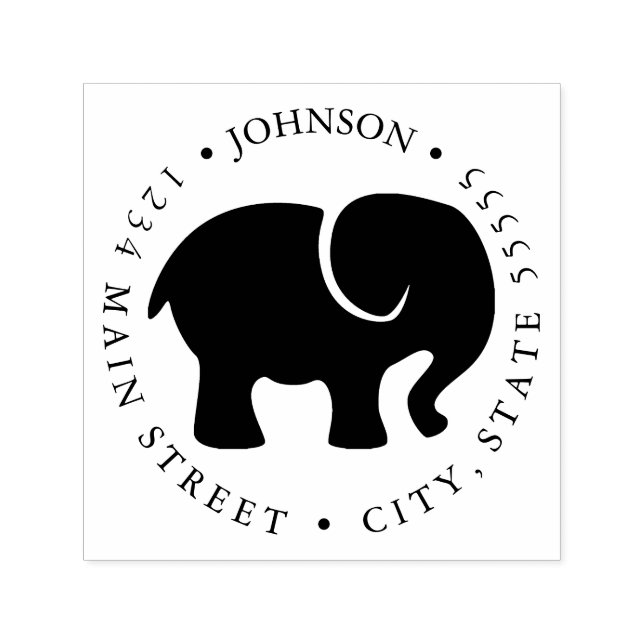 Carimbo Auto Entintado Rótulo de devolução de elefante cortado (Design)