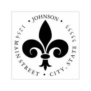 Carimbo Auto Entintado Rótulo de devolução francês Fleur-de-lis