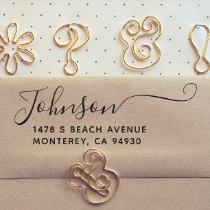 Carimbo Auto Entintado Rótulo de Endereço do Nome da Família do Script Mo