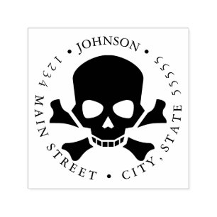 Carimbo Auto Entintado Rótulo de Retorno de PIrate do Crânio Humano e O