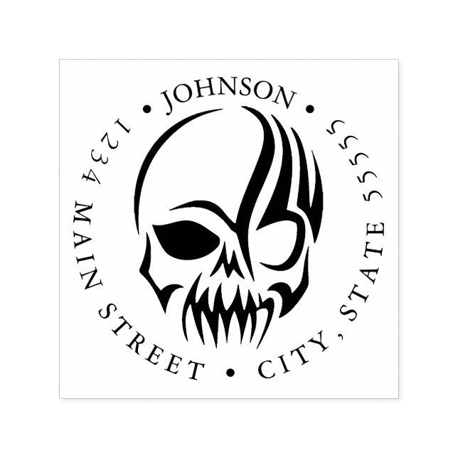 Carimbo Auto Entintado Rótulo de Retorno do Crânio Humano e da Tatuagem T (Design)