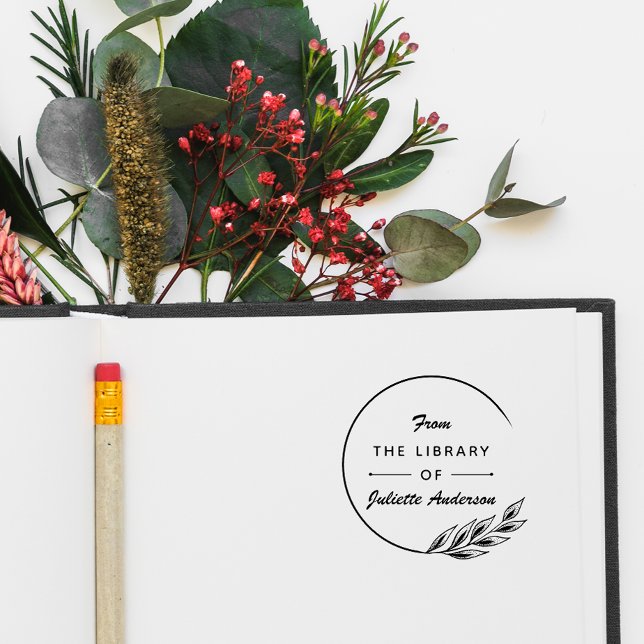 Carimbo Auto Entintado Round Elegant Deixa Livros Personalizados de Bibli (Criador carregado)