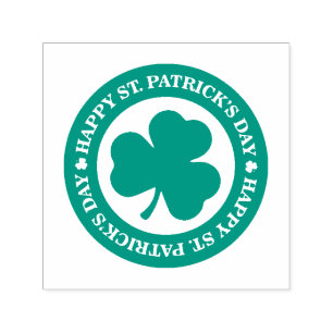 Carimbo Auto Entintado Ruas Felizes do Shamrock Verde Irlandês. Dia de Pa