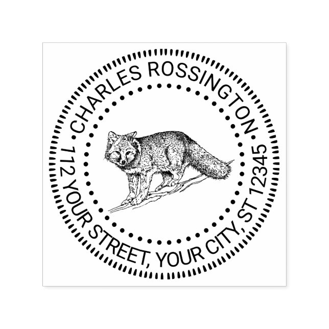 Carimbo Auto Entintado Rustic Bushy Fox Name Return Address (Design)