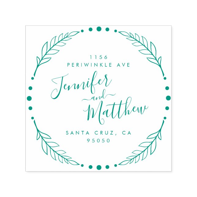 Carimbo Auto Entintado Rustic Calliographic Wreath Wedding Return Address (Design)