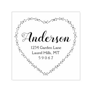 Carimbo Auto Entintado Rustic Country Heart Family Name Return Address