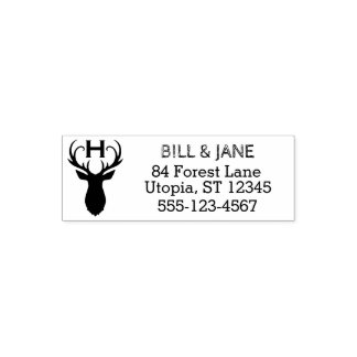 Carimbo Auto Entintado Rustic Deer Antlers | Autocolante Monograma De Cas