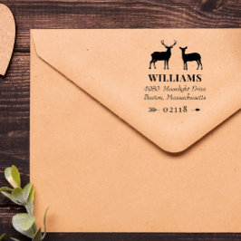 Carimbo Auto Entintado Rustic Deer Bucks Doe & Arrow Name & Address