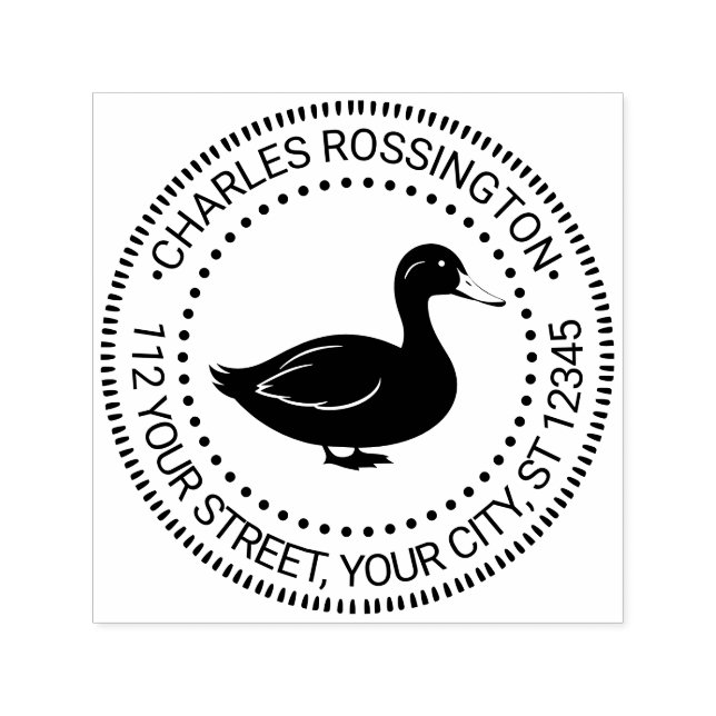 Carimbo Auto Entintado Rustic Duck Standing Name Return Address (Design)