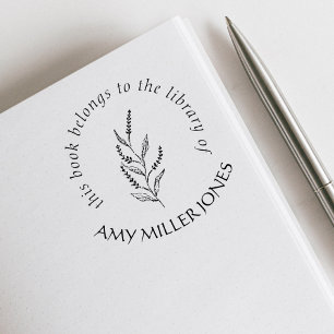 Carimbo Auto Entintado Rustic Elegant Floral Do Livro Da Biblioteca