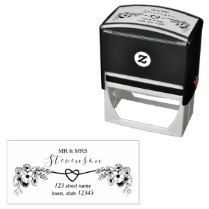 Carimbo Auto Entintado Rustic Floral Wedding Return Address