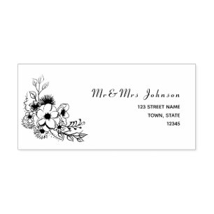 Carimbo Auto Entintado Rustic Floral Wedding Return Address