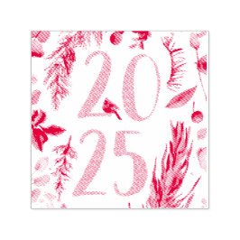 Carimbo Auto Entintado Rustic Greenery 2025 Blue Anos novos Feriado