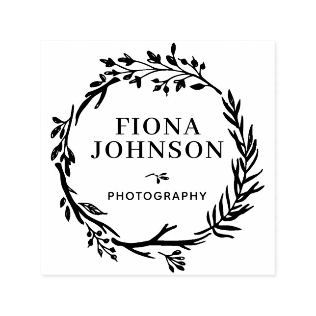 Carimbo Auto Entintado Rustic Greenery Wreath Profissão Pessoal (Design)