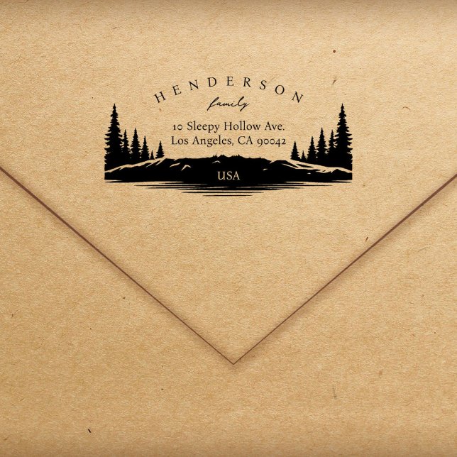 Carimbo Auto Entintado Rustic Pines Elegant Family Return Address (Criador carregado)