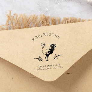 Carimbo Auto Entintado Rustic Rooster   Nome da família Endereço de devol