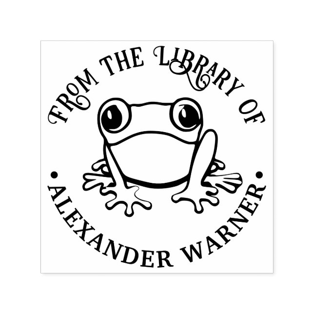 Carimbo Auto Entintado Rustic Tree Frog #3 Amphibian Library Book Name (Design)