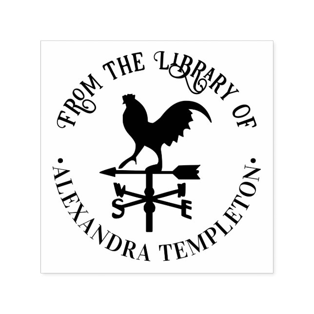 Carimbo Auto Entintado Rustic Weathervane #3 Arredondar Nome do Livro da  (Design)