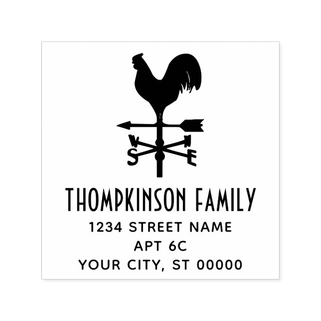 Carimbo Auto Entintado Rustic Weathervane 4 Nome Endereço de Devolução (Design)