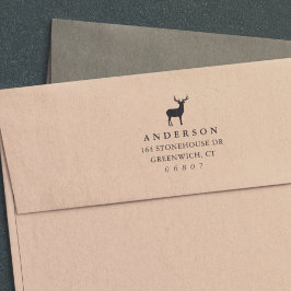 Carimbo Auto Entintado Rustic Winter Reindeer Endereço de Devolução