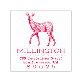 Carimbo Auto Entintado Rustic Woodland Deer Family Name Endereço de devol