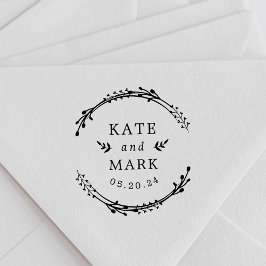 Carimbo Auto Entintado Rustic Wreath Casais Casamento Salvar Data