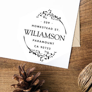 Carimbo Auto Entintado Rustic Wreath Classy Lettering Return Address