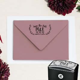 Carimbo Auto Entintado Salve a Data Wedding Laurel Wreath