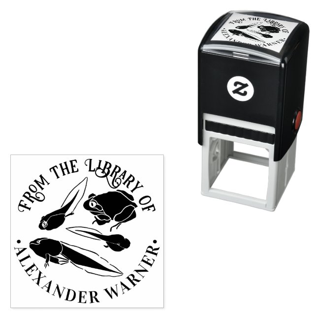 Carimbo Auto Entintado Sapo Girino Lagartixa Nome do Livro Redondo da Bib (In Situ)