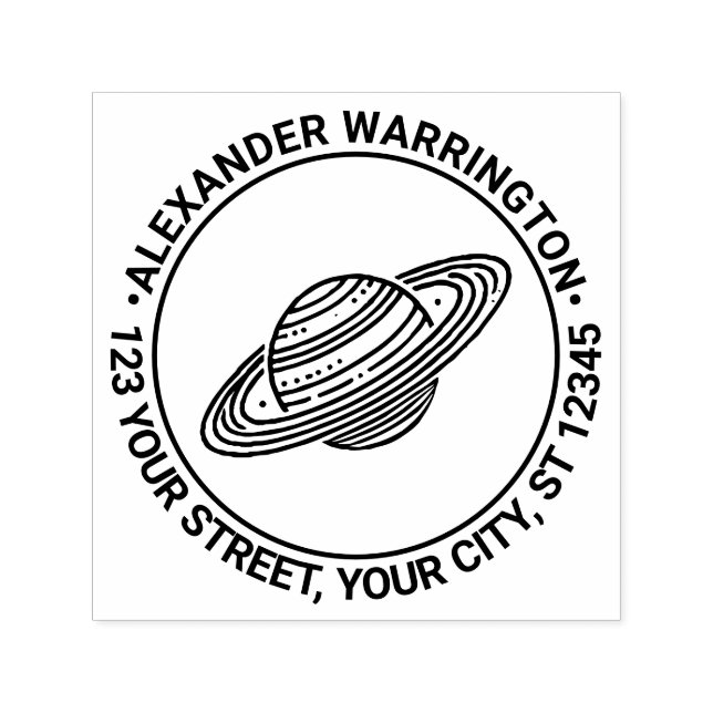 Carimbo Auto Entintado Saturno com anéis nº 4 Nome Endereço de devolução (Design)