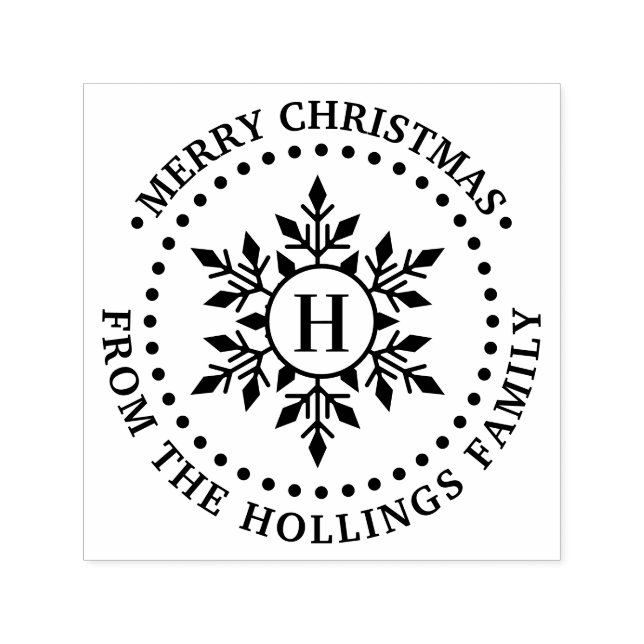 Carimbo Auto Entintado Saudação de Natal Feliz Floco de Neve Nome Inicial (Design)