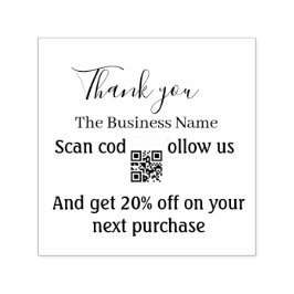 Carimbo Auto Entintado Scan QR to follow us thank you discount code pink