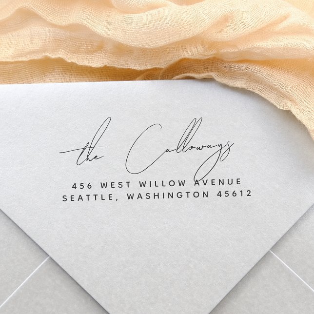 Carimbo Auto Entintado Script de caligrafia Assinatura Endereço de Devolu (Rubber Stamp Mock-up)