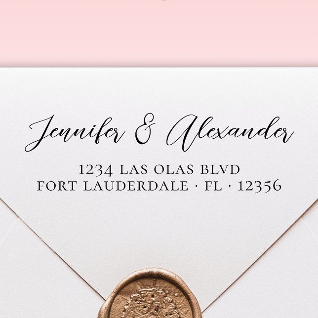 Carimbo Auto Entintado Script de Caligrafia Elegante de Endereço de Devol (Criador carregado)