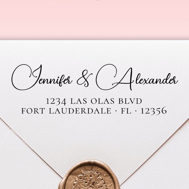 Carimbo Auto Entintado Script de Caligrafia Elegante de Endereço de Devol (Criador carregado)