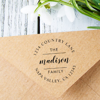 Carimbo Auto Entintado Script de Círculo | Crie seu próprio endereço de d