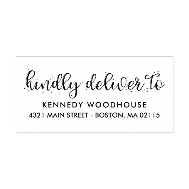 Carimbo Auto Entintado Script do Pincel - gentilmente Entregar Para - End (Design)