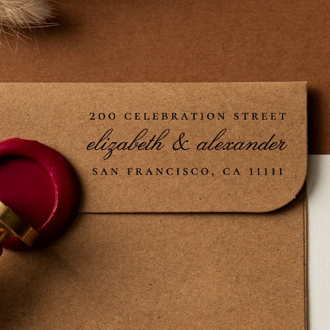 Carimbo Auto Entintado Script Elegante de Caligrafia | Endereço de devolu (Rubber Stamp Mock-up)