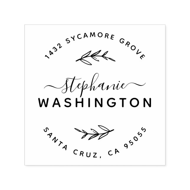 Carimbo Auto Entintado Script Elegante & Endereço de devolução de ramific (Design)