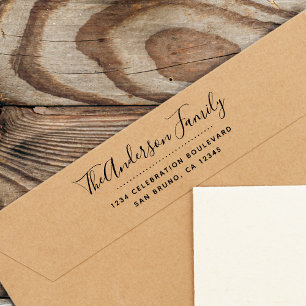 Carimbo Auto Entintado Script Fuchsia   Endereço de retorno para caligraf