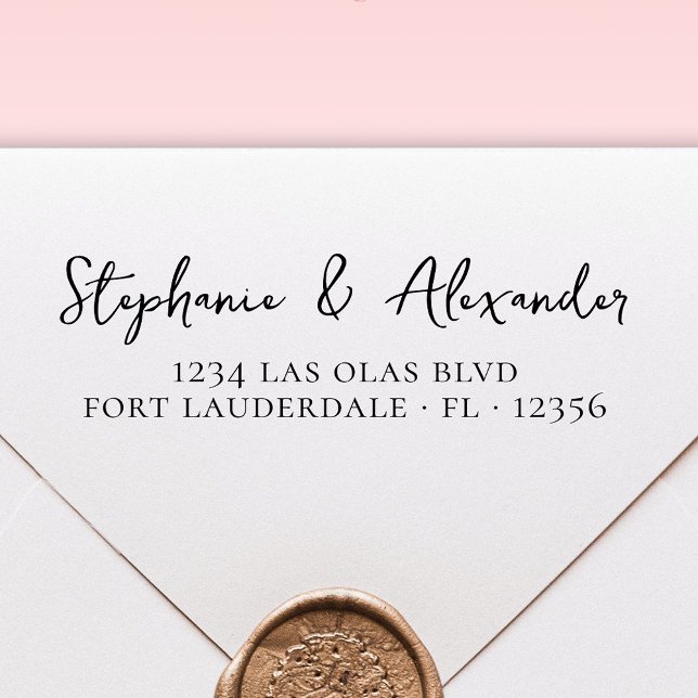 Carimbo Auto Entintado Script manuscrito de endereço de retorno de casame (Criador carregado)