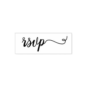 Carimbo Auto Entintado Script preto simples RSVP