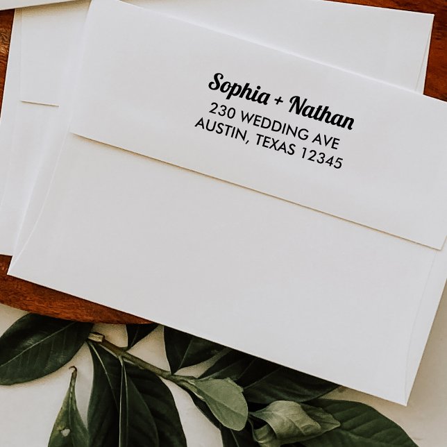 Carimbo Auto Entintado Script Retro Boho | Endereço para devolução de cas (A retro return address label)