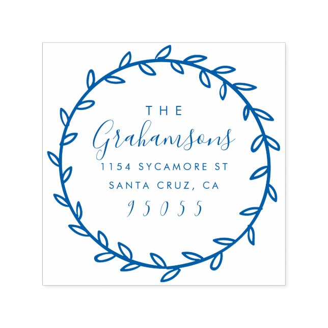 Carimbo Auto Entintado Script Russo e Endereço de Retorno de Wreath desen (Design)