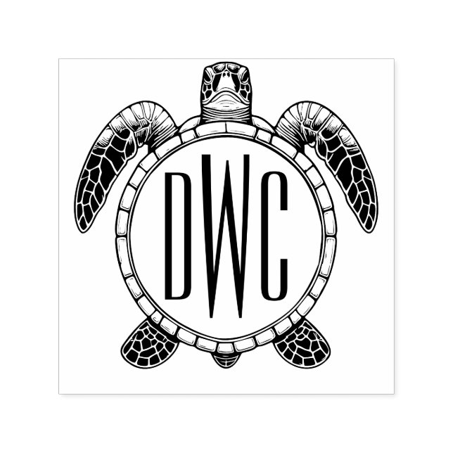 Carimbo Auto Entintado Sea Turtle Belly Ver 3 Iniciais Monograma #2 (Design)