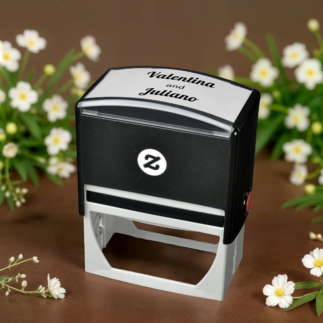 Carimbo Auto Entintado Selo de Casamento Preto e Branco (Typography style black and white wedding stamp)