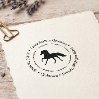 Carimbo Auto Entintado Selo de Endereço Equestre Elegante
