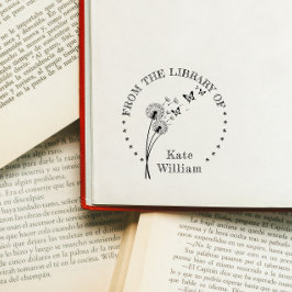 Carimbo Auto Entintado Selo de livro floral de Dente-de-leão Da bibliotec