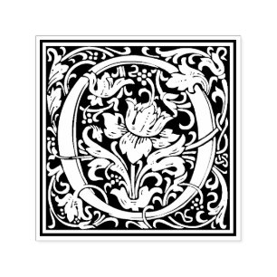 Carimbo Auto Entintado Selo floral do Victorian da letra O de William